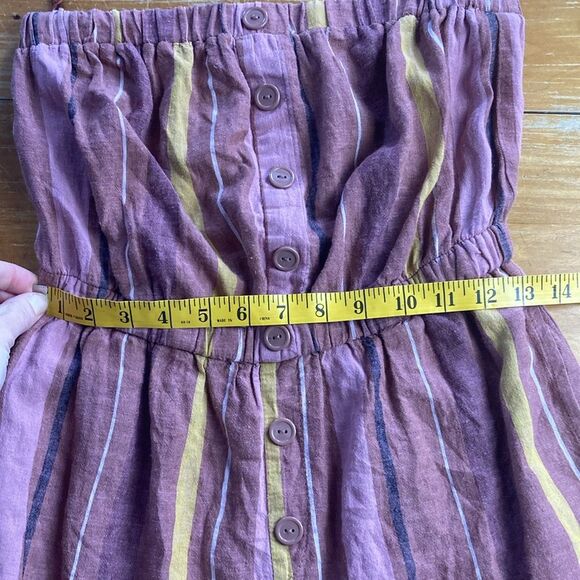 Urban Outfitters Stripe Strapless Romper Linen Blend Pink Brown Yellow Size S - Picture 4 of 7